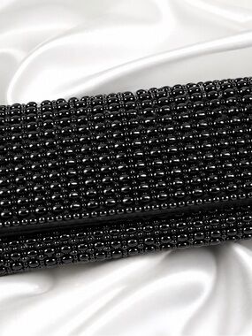 Du-Val Hong Kong Vintage 1960s Black Beaded Clutch Purse – Handcrafted Elegance